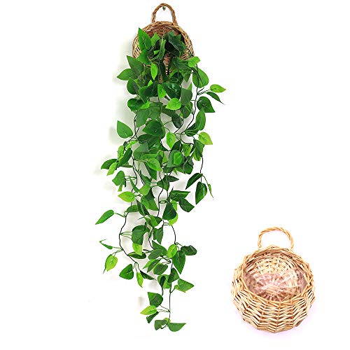 ANZOME Artificial Hanging Plants, 3.5ft Ivy Vine Fake Leaves Green Chain for Indoor Outdoor Wall Home Room Garden Wedding Garland Decoration(Basket Included)