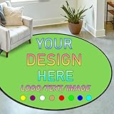 Custom Rug Personalized Area Carpet with Logo Image Text Photo, Non-Slip Machine Washable Decorative Low Pile Indoor Mat for Bedroom, Living Room, Kids Room (Round, D200 cm), Fluorescent Green