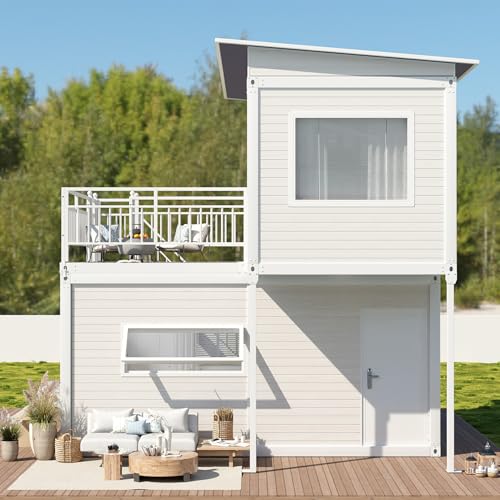 Walkmax Two Story Tiny House, Flat-Pack House, Two-Story Tiny House, Prefabricated Dwelling with Aesthetic Appeal, Modern Design for Small Spaces, Package Installation