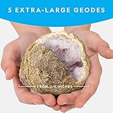 NATIONAL GEOGRAPHIC Break Open 5 Jumbo Geodes - Earth Science Kit with 5 Premium, Extra-Large Geodes with Crystals, Goggles & Display Stands, Science Gifts, Fun Stuff for Kids (Amazon Exclusive)