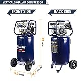 Stealth 20 Gallon Ultra Quiet Air Compressor,1.8 HP Oil-Free Peak 150 PSI 68 Decibel Air Compressor,5.5 CFM @ 40 PSI 5 CFM @ 90 PSI Silent Portable Long Life Electric Air Compressor W/Wheel for Garage