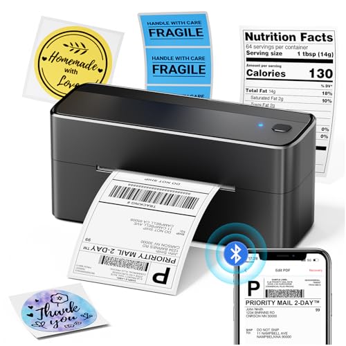 Phomemo Shipping Label Printer, 241BT 4X6 Wireless Thermal Label Printer for Small Business, Labels Printers for Shipping Package, Compatible with iPhone, Android, Amazon, Shopify, UPS, Black