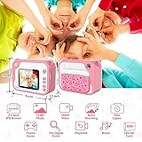 Kids Camera Instant Print, Dinosaur Kids Digital Camera,1080P Toddler Camera with 32G SD Card, Kids Toy Camera Childrens Video Camera, Birthday Gifts Portable Toy for 3-12 Year Old Girls Boys (Pink)