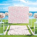 Light Pink Flower Wall Backdrop Panels 7.5ftx3.74ft Floral Wall 3D Artificial Rose Wall Backdrop for Wedding Bridal Shower Party Photo Photography Background Decor