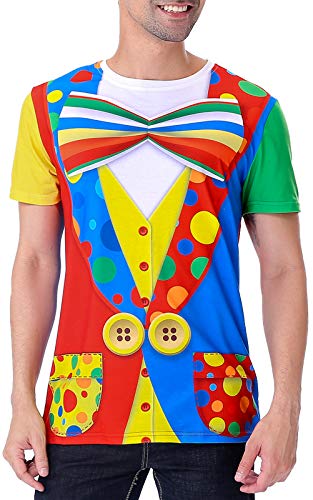 Funny World Men's Clown Costume T-Shirts, XX-Large, Multicoloured