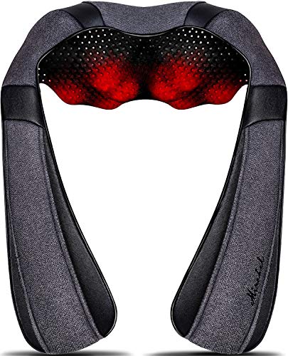 Mirakel Shiatsu Neck & Back Massager with Heat - Deep Tissue Neck, Back & Shoulder Pain Relief - Ergonomic Design Shoulder Massager, Electric Kneading Whole Body Massage Pillow Gifts for Women, Men