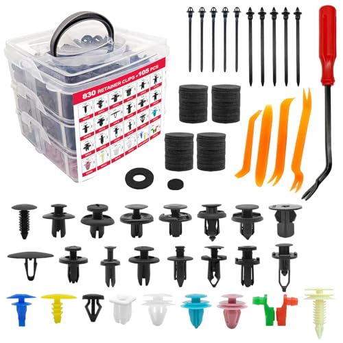 ZOKYUYS 935Pcs Car Retainer Clips Fastener Remover Kit,Car Plastic Rivets Fasteners Push Retainer Kit with 10 Cable Ties and Fasteners Remover for GM Chevy Honda Ford Benz Mazda Nissan Toyota