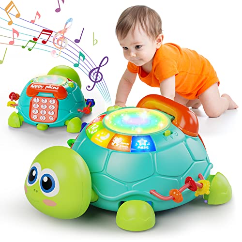 Letapapa Baby Toys 6 to 12 Months, Tummy Time Toy for 12-18 Months, Musical Turtle Crawling Toys with Light & Sound, Birthday Gift Early Educational Toy for Baby Infant 6 7 8 9 10 Months 1 2 Year Old