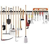 TVKB 68'' All Metal Garden Tool Organizer Wall Mount Garage Organizers and Storage with Hooks Tool Hangers for Shed