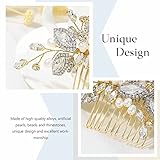 Casdre Crystal Bride Wedding Hair Comb Pearl Bridal Hair Piece Hair Accessories for Women and Girls (B Gold)