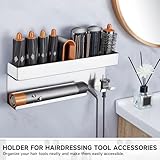 Storage Hair Dryer Holder for Curling Iron Wands Accessories, Hair Straightener Holder, Wall Mount Hair Tool Organizer for Styler Attachments,Stainless Steel Curling Iron Holder Organizer for Bathroom