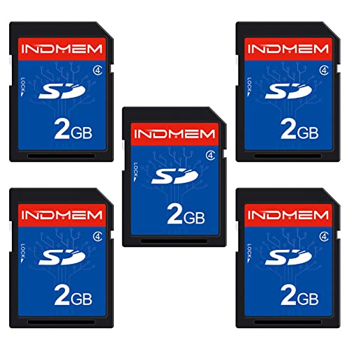 INDMEM 5 Pack SD Card 2GB Class 4 Flash Memory Card 2G SLC Stanard Secure Digital Cards