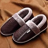 Home Slippers for men, Men's Soft Slippers, Massage Memory foam Winter Indoor slippers, Adult Male slippers leather Household Shoes Size 45-49 13 Coffee