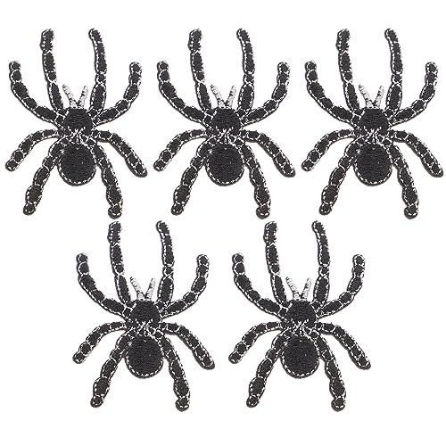 Spider Patch 5pcs Spider Patch Spider Embroidered Patches Sew On Applique Halloween Fabric Sewing Badge for Halloween Cloth Decoration Spider Iron on Patches