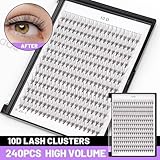 Bodermincer 240pcs 10D D Curl Lashes Clusters Professional Makeup Individual Cluster Eye Lashes (10D-D Curl-11mm)