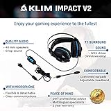 Klim Impact - USB Gaming Headset - 7.1 Surround Sound + Noise Cancelling - High Definition Audio + Strong bass - Video Games Headphones Audifonos with Microphone for PC Gamer PS4 - Noise Cancelling