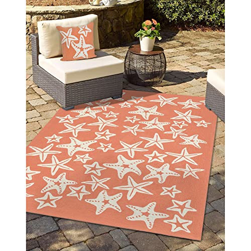 Liora Manne Capri Indoor/Outdoor Handmade Synthetic Blend Durable Area Rug - Contemporary Geometric Casual Animal Colorful (Starfish Coral) (3'6" x 5'6")