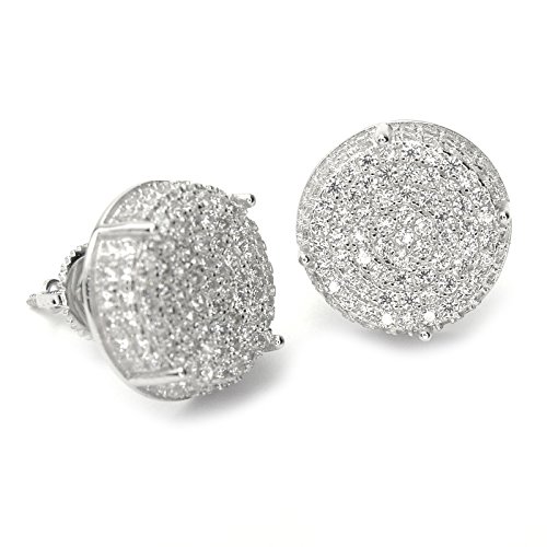 Men's XL 1/2 Inch Full Iced Cubic Zirconia Round Prong Setting Screw Back Earring BE 11403 S
