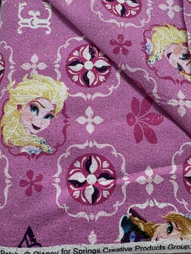 45” Wide Anna and Elsa Patch with Glitter 100% Cotton