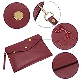 Wonderpool A4 Real Leather Multifunction Portfolio Envelope File Holder for Paper Document Stationery Organizer and Tablet Case PC Sleeve (Wine red)