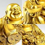 Cecailin Golden Laughing Buddha Statue,New Home Decor,Laughing Buddha Statue for Home,Happy Buddha Statue,Room Decor Lucky and Happy Laughing Buddha Statue,Zen Garden