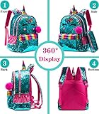 Meetbelify Unicorn Backpack for Gilrs Sequin Backpacks for Elementary Preschool Students Kids School Backpack with Lunch Box for Teen Girls