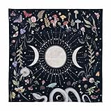 VIDAYA Altar Cloth, Thick Velvet Fabric Celtic Triple Moon Pentagram Tarot Cloth, Wiccan Witchcraft Supplies and Tools, Tarot Divination Cards Table Cloth Astrology Tapestry+Tarot Card Bag 25 INCH