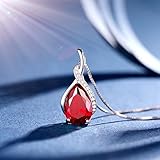 MABELLA Sterling Silver Pendant Necklace Simulated Ruby Birthstone Jewelry Gifts for Women, Mother's Day/Anniversary/Birthday