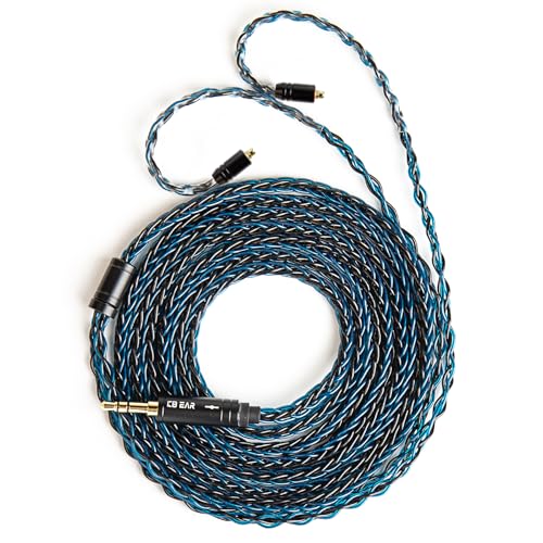 2M Extra Long MMCX IEM Cable, in Ear Monitor Replacement Earbuds Earphone Cable, KBEAR ST12 Plus 8 Core 4N OFC Silver-plated Headphone Wire for TIN Audio T2 T3 Shure Earphones (Blue-Black, MMCX 3.5MM)