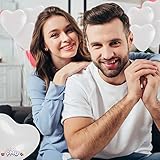 PMU 50 Pcs 15-Inch Valentine's Day Balloons,Heart Shaped Balloons, White Heart Balloons, Latex Love Balloons For Proposal, Wedding, Engagement & Birthday Party (50/Pkg)