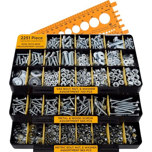 Jackson Palmer 2251 Piece Hardware Assortment Kit with Screws, Nuts, Bolts & Washers (3 Trays)…