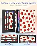 Kidcube for Samsung Galaxy Tab S6 Lite Case 10.4 Inch 2024/2022/2020 - Women Girls Cute Rotating Stand Folio Cover with Pencil Holder & Card Slot Girly Pretty Strawberry Design Cases for Tab S6 Lite