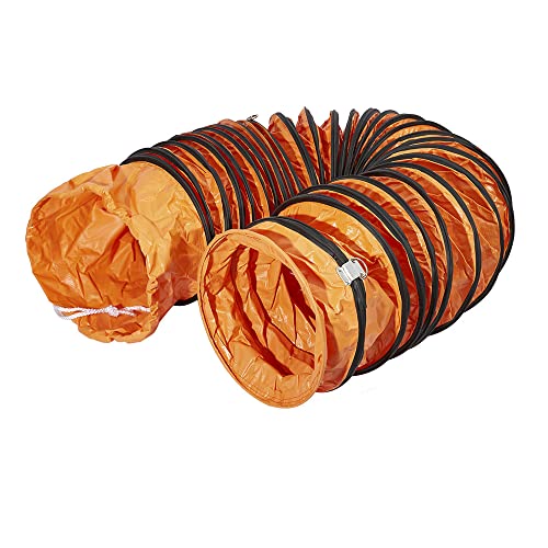 PVC Flexible Duct Hose, HVAC Duct Hosing Flame Retardant for Ventilator Utility Blower Fan with Adjustable Rope and D-Ring, Easy Storage (10inx16ft)