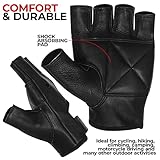 MARIB Leather Half Finger Cycling Wheelchair Gym Bus Driving Weight Lifting Glove (Black, Large)