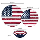 UPware 12-Piece Melamine Dinnerware Set, Includes Dinner Plates, Salad Plates, Bowls, Service for 4 (American Flag)