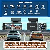 Dash Cam Front and Rear 4K for Cars,Wireless WiFi Night Vision DVR,Mounted Cars Small Dashboard,Hidden Mini Video Tachograph,2160P HD 24Hour Parking Monitorr Camera Recorder,3″IPS Display,Free 64GB