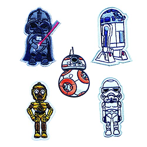 Octory Movie Character Iron On Patches for Clothing Saw On/Iron On Embroidered Patch Applique for Jeans, Hats, Bags (Full Set (5Pcs))