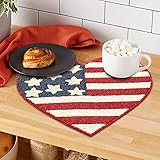 Lightnpro Heart Shape Beaded Placemat Pack of 2, Beaded Charger Placemat for Indepence Day, American Flag Placemat - Red White Blue - 13 Inch - Hand Mande by Skilled Artisans