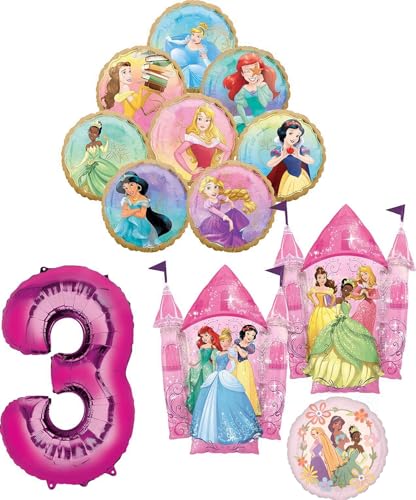 Princess Theme 3rd Birthday Party Supplies 8 Princesses Balloon Bouquet Decorations