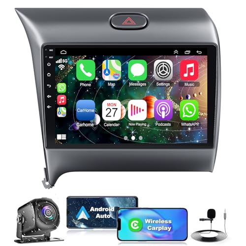 4G+64G Android Car Radio for 2013-2018 KIA Forte K3 Cerato, 9 Inch Android 12 Touch Screen Stereo with Wireless CarPlay, Android Auto, GPS Navi, 5G WiFi, Bluetooth 5.2, HD Rear Camera, SWC, FM Radio