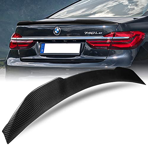Q1-Tech, Carbon Fiber V-Style Lift Gate Trunk Spoiler Wing Compatible with 2016-2022 BMW (G11/G12) 7-Series 740i 745e 750Li 750i M760Li Sedan, Rear Trunk Lip Spoiler, 2017 2018 2019 2020 2021