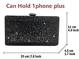 Boutique De FGG Black Crystal Evening Bags for Women Formal Party Box Clutch Wedding Rhinestone Handbags Bridal Clutch Purse,Mini