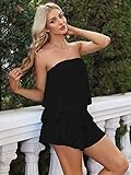 MIRACMODA Women Off The Shoulder Romper Flowy Strapless Smocked Jumpsuit Playsuits Dress