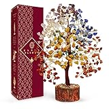 Crystal Tree of Life 7 Chakra Healing Crystal Trees for Home Decor, Office Desk Decor, Living Room Decor, Handmade Bonsai Trees for Positive Energy, Money, Good Luck Birthday Gifts for Women, Mom