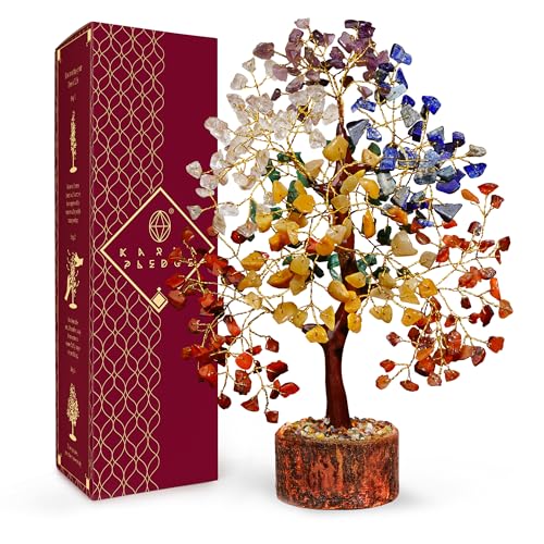 Crystal Tree of Life 7 Chakra Healing Crystal Trees for Home Decor, Office Desk Decor, Living Room Decor, Handmade Bonsai Trees for Positive Energy, Money, Good Luck Birthday Gifts for Women, Mom