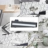 TIMSEKER 127 Keys Keycaps White Theme Minimalist Styles, PBT Keycaps Japanese, Cherry Keycaps Black and White Japanese Keycaps, Dye-Sub Custom Keycaps 60 Percent for Mechanical Keyboard