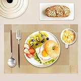 FGSAEOR Placemats Set of 6, Place Mats for Kitchen Dining Table, Heat-Resistant Anti-Skid Stain Washable PVC Table Mats, Easy to Cleaning Woven Vinyl Dinner Mats, Gold