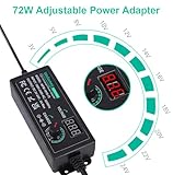 3V~24V 3A 72W Universal Power Supply 3V 5V 6V 9V 12V 15V 18V 20V 24V Adjustable Variable Switching AC/DC Adapter, 100V-240V AC to DC Converter with 14 Tips & Polarity Converter & Test Lead, 3 Prong