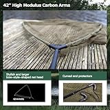 HENSENASIA Landing Net for Carp Fishing, 42 Inch Large Fish Net with Carbon Fiber Handle, Olive Green, Supplied with Carry Bag