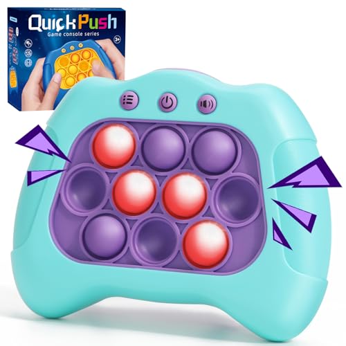 AOTIBO Fast Push Machine Light Up Fidget Toys for Kids Adults, Handheld Game for Kids 3-12, Quick Push Bubble Stress Toy, Sensory Toys Travel Games, Xmas Birthday Gifts for Boys Girls (Blue - Purple)